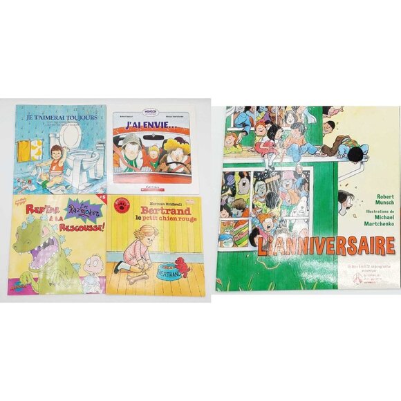 Children’s French Book Lot Of 5 Robert Munsch Rugrats Clifford - Picture 1 of 4